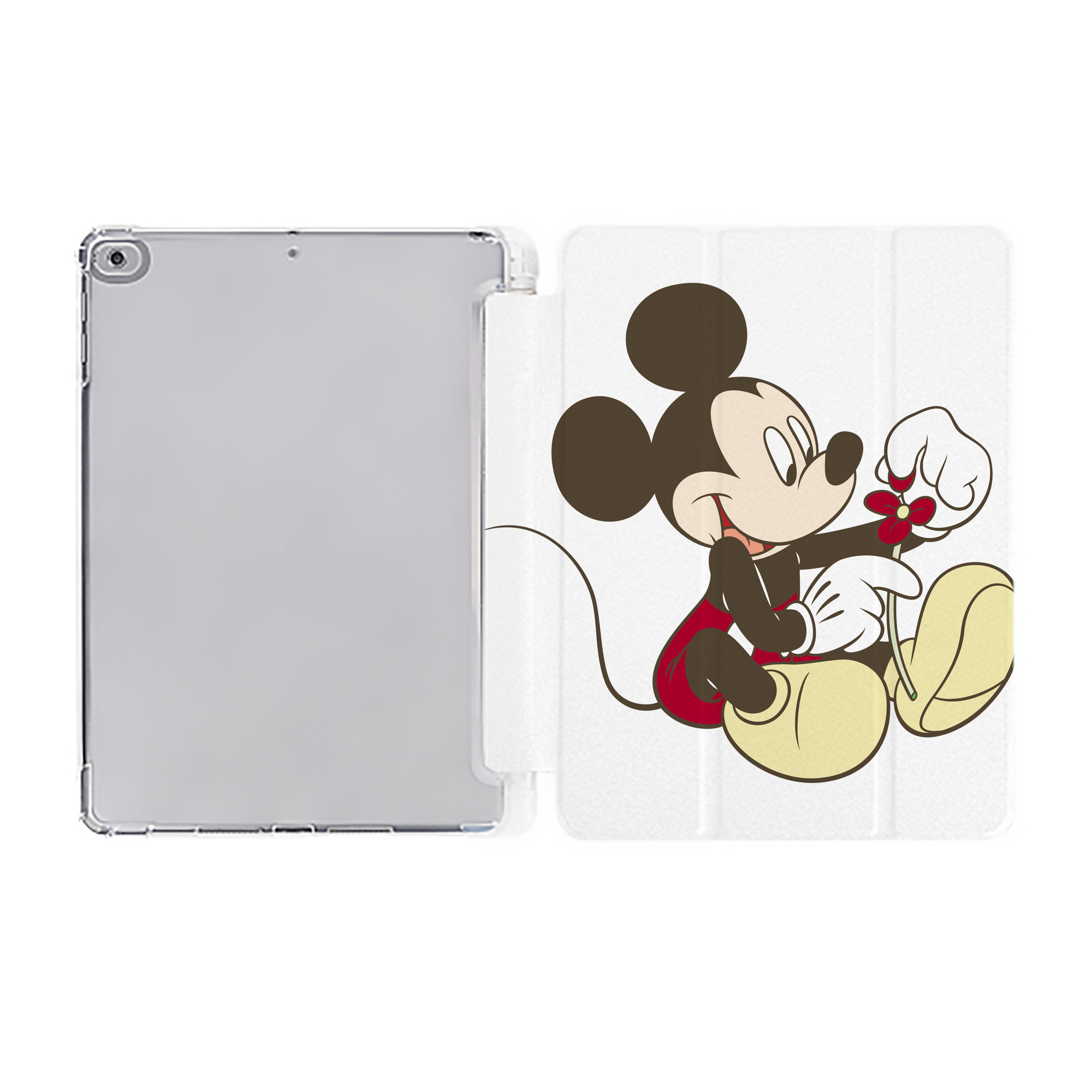 （画像用） ミッキーマウス Mickey Mouse IPad ケース ペン収納付き 三つ折りスタンド PUレザー×シリコン 対応機種9.5/10.5/10.9インチ